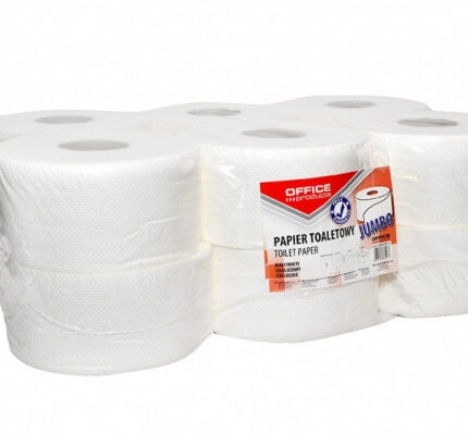 PAPIER TOALETOWY CELULOZOWY OFFICE PRODUCTS JUMBO, 2-WARSTWOWY,120M, 12SZT., BIAŁY*5077*