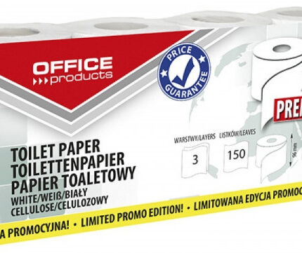 PAPIER TOALETOWY CELULOZOWY OFFICE PRODUCTS PREMIUM, 3-WARSTWOWY,150 LISTKÓW, 15M, 8SZT., BIAŁY*5022