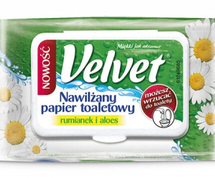 PAPIER TOALETOWY CELULOZOWY VELVET RUM&ALOE, NAWILŻANY, 48 LISTKÓW,BIAŁY*7692