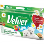 PAPIER TOALETOWY CELULOZOWY VELVET RUMIANEK I ALOES, 3-WARSTWOWY,8SZT., BIAŁY*4684*