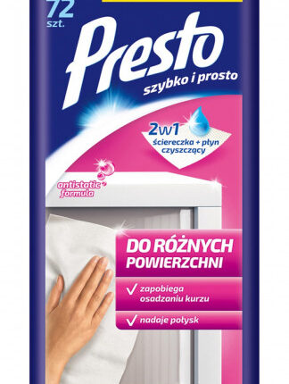 PRESTO Ściereczki nawil.do różnych powierzchni 2w1 72 szt*1477*