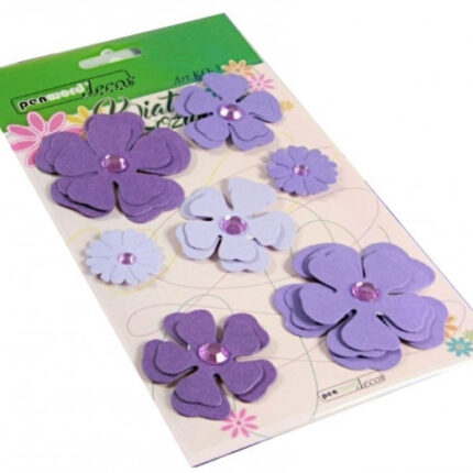 PROMO KWIATY FIOLETOWE OZDOBNE DO NAKLEJANIA KO-3 *5960*