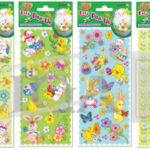 Wielkanocna naklejka do dekoracji wypukła, różne wzory 22,5x10cm MLS-700*0561*