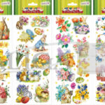 Wielkanocne naklejki wytłaczane do dekoracji, mix wzorów 12x30cm NKW-4207*4207*