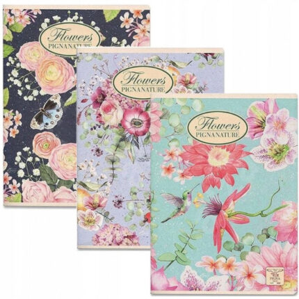 ZESZYT A5 LINIA CZARNA 42 KARTKI BEZ MARGINESU NATURE FLOWERS MIX WZORÓW*9618*