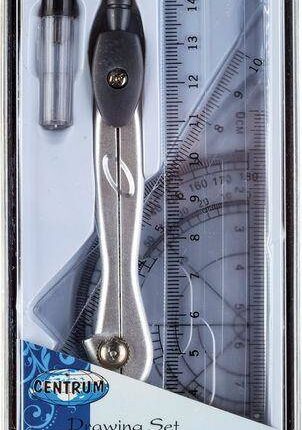 Komplet geometryczny linijka/ekierka/kątomierz/cyrkiel/grafity *9761*