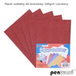 PROMO PAPIER OZDOBNY BROKATOWY CZERWONY 5 ARKUSZY 140G FORMAT A4*3408*