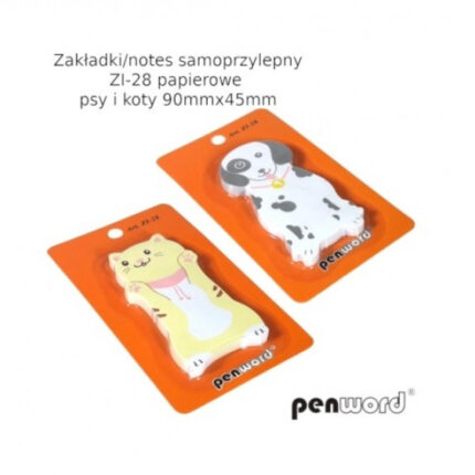 PROMO Zakładki indeksujące samoprzylepne psy/koty 90x45mm 60 kartek ZI-28*5397*