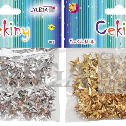 Cekiny gwiazdki 17mm x 10g złote lub srebrne *6211*