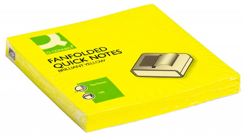 113297-72935-bloczek_samoprzylepny_q_connect_brilliant_z_n-800w Bloczek samoprzylepny Q-CONNECT Brilliant Z-Notes, 76x76mm, 100 kart., neon, żółty - obrazek 1