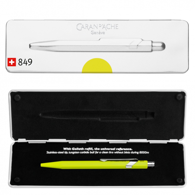 Długopis CARAN D'ACHE 849 Pop Line Fluo, M, w pudełku, żółty - obrazek 4