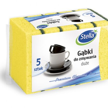 Gąbki do zmywania STELLA, duże, 5 szt., pianka mix kolorów, czarna fibra
