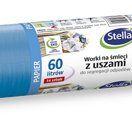 Worki z uszami STELLA, do segregacji odpadów papierowych, 60 l, 14 szt., niebieskie, niebieski