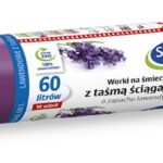 Worki na śmieci STELLA, z taśmą ściągającą, zapach lawendy, 60 l, 10 szt., lawendowy