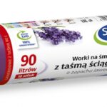 Worki na śmieci STELLA, z taśmą ściągającą, zapach lawendy, 90 l, 10 szt., lawendowy