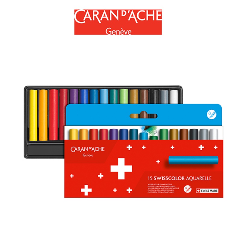 238404-220501-kredki_akwarelowe_woskowe_caran_d_ache_swiss-800w Kredki akwarelowe woskowe CARAN D'ACHE Swisscolor, kartonowe pudełko, 15 szt. - obrazek 1