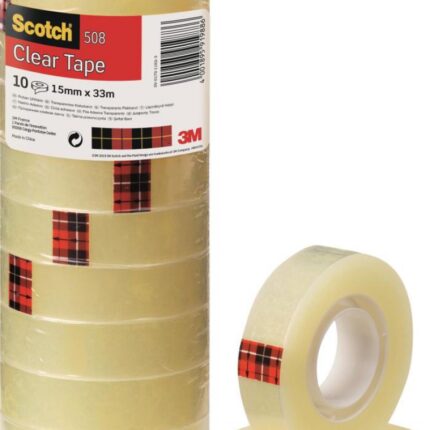 Taśma biurowa ekonomiczna SCOTCH® (508), 15mm, 33m, 10szt., transparentny żółty