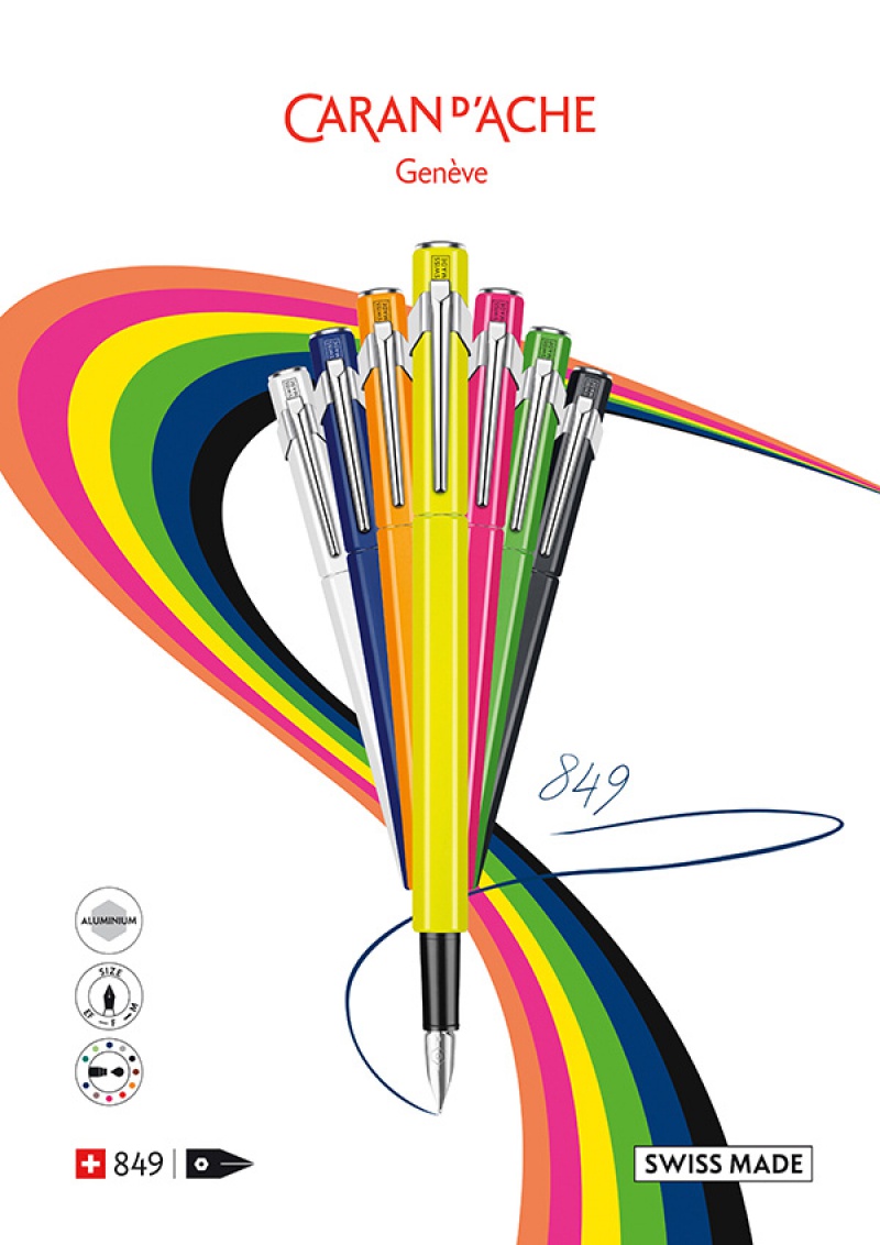 Pióro wieczne CARAN D'ACHE 849 Fluo Line, F, żółte - obrazek 6