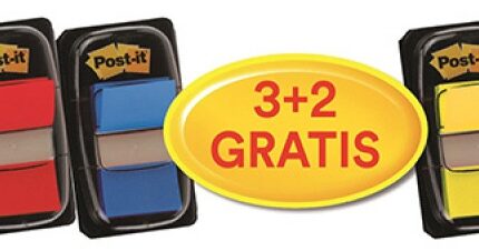 Zakładki indeksujące Post-it® (680-P5), zestaw promocyjny, 25,4x43,2mm, 3x50+ 2x50 GRATIS, mix kolorów
