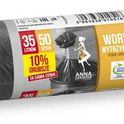 Worki na śmieci ANNA ZARADNA, wytrzymałe, 10% grubsze, 35L 50 szt.