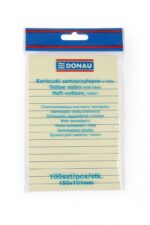 Bloczek samoprzylepny DONAU, 101x150mm, w linię, 1x100 kart., 75gsm, żółty