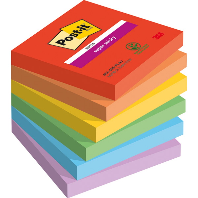 295912-323176-karteczki_samoprzylepne_post_it_super_sticky-800w Karteczki samoprzylepne Post-it® Super Sticky, PLAYFUL, 76x76mm, 6x90 kart. - obrazek 1