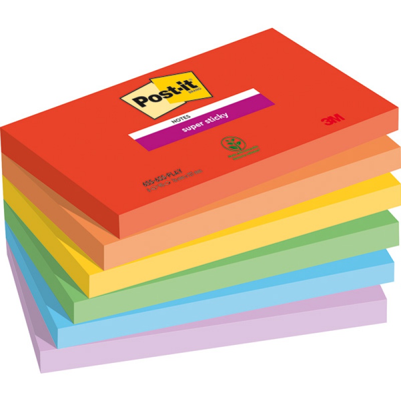 295921-323177-karteczki_samoprzylepne_post_it_super_sticky-800w Karteczki samoprzylepne Post-it® Super Sticky, PLAYFUL, 76x127mm, 6x90 kart. - obrazek 1