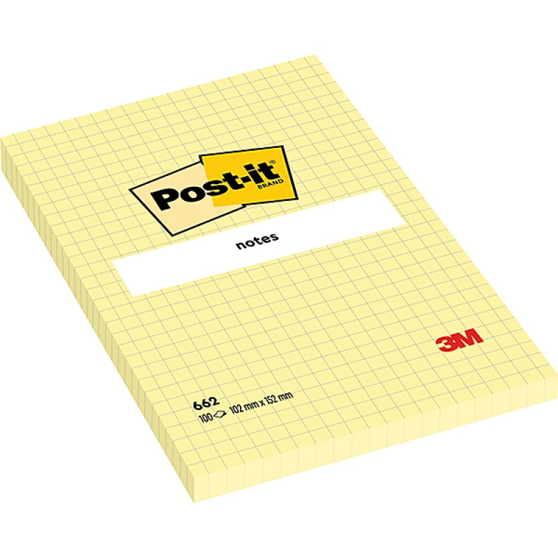 317065-72914-karteczki_samoprzylepne_post_it_w_kratke_662_-800w Karteczki samoprzylepne POST-IT® w kratkę (662), 102x152mm, 1x100 kart., żółte - obrazek 1