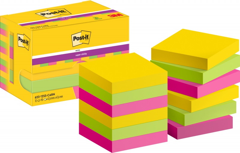 328145-357986-karteczki_samoprzylepne_post_it_super_sticky-800w Karteczki samoprzylepne POST-IT® Super Sticky, 47,6x47,6mm, 12x90 kart., paleta Carnival - obrazek 1
