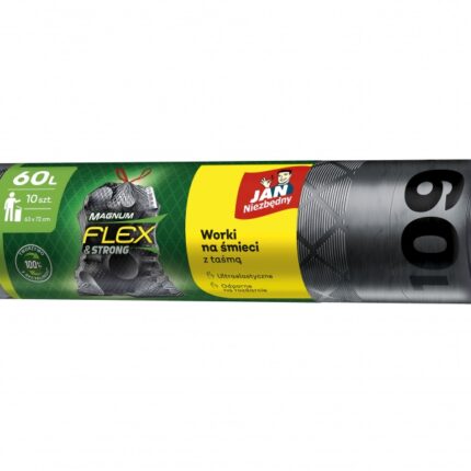 Worki na śmieci JAN NIEZBĘDNY, magnum flex, LDPE, 60l, 10 szt., czarne