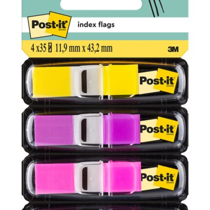 Zakładki indeksujące POST-IT® (683-4AB), PP, 11,9x43,2mm, 4x35 kart., mix kolorów neonowych
