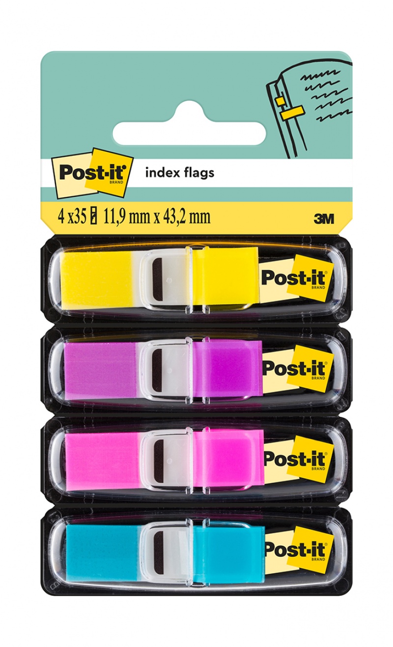 334245-19919-zakladki_indeksujace_post_it_683_4ab_pp_11_9x-800w Zakładki indeksujące POST-IT® (683-4AB), PP, 11,9x43,2mm, 4x35 kart., mix kolorów neonowych - obrazek 1