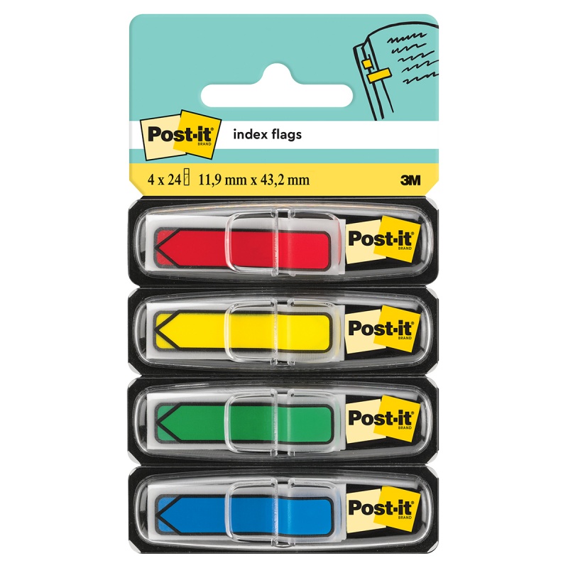334247-19929-zakladki_indeksujace_post_it_684_arr3_pp_11_9-800w Zakładki indeksujące POST-IT® (684-ARR3), PP, 11,9x43,2mm, strzałka, 4x24 kart., mix kolorów - obrazek 1
