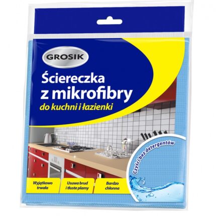 Ściereczka z mikrofibry GROSIK, do kuchni i łazienki, 1 szt., niebieska