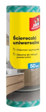 Ściereczki na rolce JAN NIEZBĘDNY, 50 szt., zielono-białe