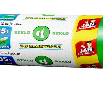 Worki na śmieci JAN NIEZBĘDNY, do segregacji, easy pack, 35l, 20szt., zielone