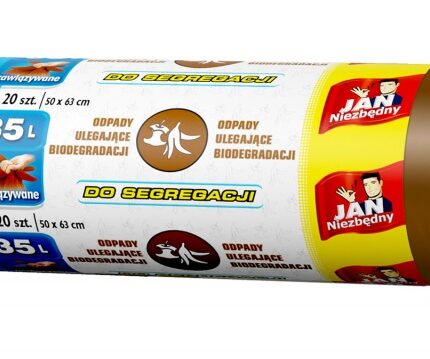 Worki na śmieci JAN NIEZBĘDNY, do segregacji, easy pack, 35l, 20szt., brązowe