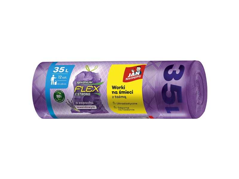 342593-366441-worki_na_smieci_jan_niezbedny_magnum_flex_z_-800w Worki na śmieci JAN NIEZBĘDNY, magnum flex, z taśmą, 35l, 15szt., lawendowe - obrazek 1