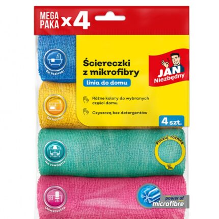 Ściereczki z mikrofibry JAN NIEZBĘDNY, 4 szt., mix