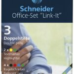 Zestaw SCHNEIDER LINK-IT Office Set, długopis i zakreślacz w jednym, pudełko, 6szt., mix kolorów