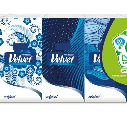 Chusteczki higieniczne VELVET, Oryginal, 4-warstwowe, 10x10szt., białe