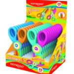 Nożyczki szkolne KEYROAD, 5", Kiddy-cut, plastikowe, pakowane na displayu, mix kolorów