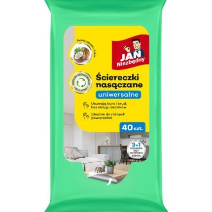 Ściereczki nasączane JAN NIEZBĘDNY, uniwersalne, 40 szt.