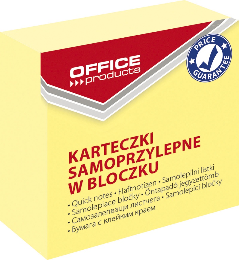 367122-209570-mini_kostka_samoprzylepna_office_products_50-800w Mini kostka samoprzylepna OFFICE PRODUCTS, 50x50mm, 1x400 kart., pastel, jasnożółta - obrazek 1
