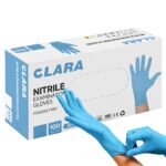Rękawice nitrylowe bezpudrowe CLARA, 100 szt., rozmiar XL, niebieskie