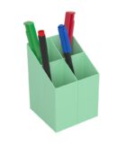 Przybornik na biurko ICO kwadratowy, plastikowy, 4 komory, mix pastelowy - obrazek 4