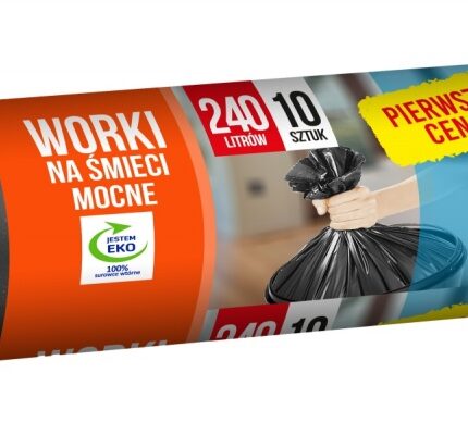 Worki na śmieci PIERWSZA CENA, mocne, 240 l, 10 szt., czarne