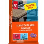 Ściereczki nawilżane PIERWSZA CENA, do mebli, zapach kwiatowy, 80 szt., białe