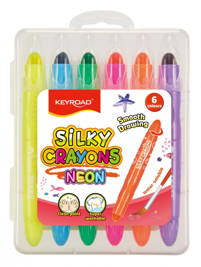 368327-388566-kredki_zelowe_keyroad_neon_6_szt_mix_kolorow-800w Kredki żelowe KEYROAD Neon, 6 szt., mix kolorów neonowych - obrazek 1