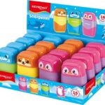 Temperówka plastikowa z gumką KEYROAD, podwójna, display, mix kolorów